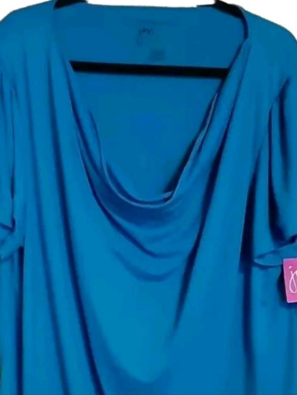 JUST MY SIZE Cowl Neck Blouse Womans Plus Size 3X Teal Short Sleeve NWT